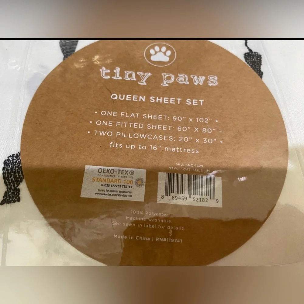 Tiny Paws Queen Sheet Set - Adorable Black Cats - Brand New LAST SET!